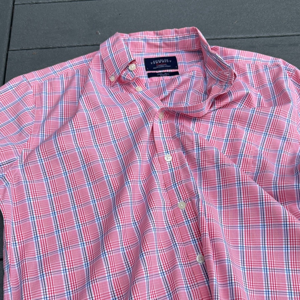 Charles Tyrwhitt Red and Blue Plaid Men's Shirt - Picture 6 of 13